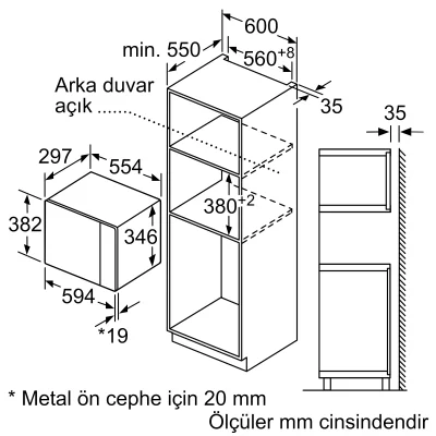BOSCH BFL524MH2 Serie 4 Ankastre Mikrodalga Siyah Inox - 7