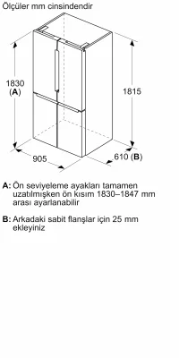 BOSCH KFN96VPEA Serie 4 Gardırop Tipi Buzdolabı 183 x 90.5 cm Inox - 12