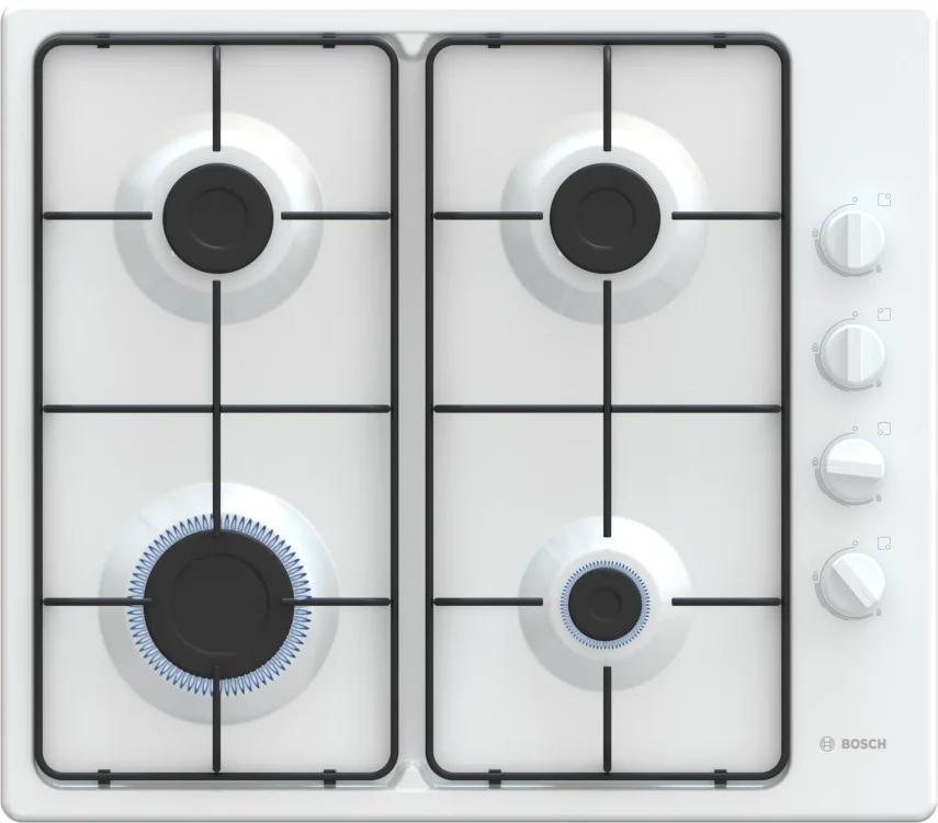 BOSCH PBP6C2K80O Serie 2 Gazlı Ocak 60 cm Emaye, Beyaz - 1