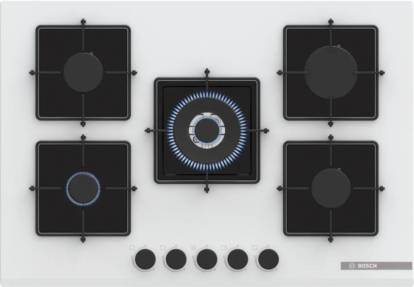 BOSCH PNQ7B2P30O Serie 4 Gazlı Ankastre Ocak 75 cm Beyaz - 1