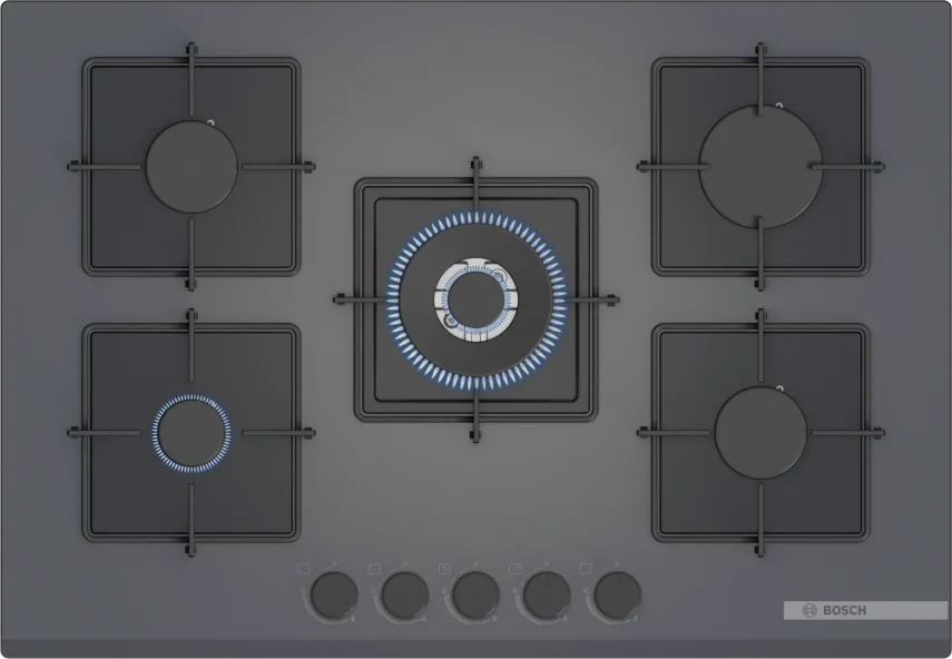 BOSCH PNQ7B9P30O Serie 4 Gazlı Ankastre Ocak 75 cm Antrasit Gri - 1