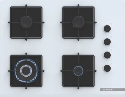 BOSCH POH7C2P30O Serie 4 Gazlı Ankastre Ocak 67 cm Beyaz - 1