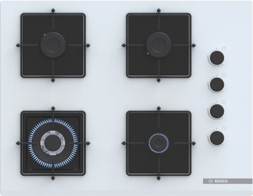 BOSCH POH7C2P30O Serie 4 Gazlı Ankastre Ocak 67 cm Beyaz - 1