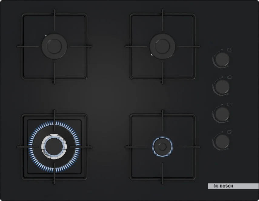 BOSCH POH7C6P30O Serie 4 Gazlı Ankastre Ocak 67 cm Siyah - 1
