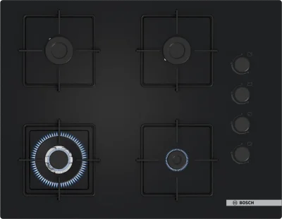 BOSCH POH7C6P30O Serie 4 Gazlı Ankastre Ocak 67 cm Siyah - 1