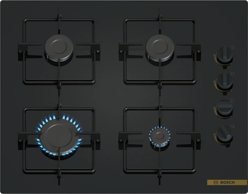 BOSCH POP6C7O12O Serie 4 Gazlı Ankastre Ocak 60 cm NeoKlasik, Siyah - 1