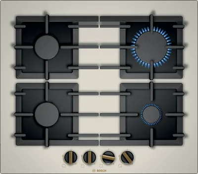 BOSCH PPP6B1B90R Serie 6 Gazlı Ankastre Ocak 60 cm NeoKlasik, İnci Beyazı - 1