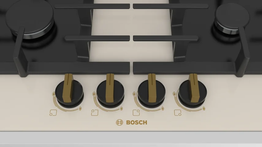 BOSCH PPP6B1B90R Serie 6 Gazlı Ankastre Ocak 60 cm NeoKlasik, İnci Beyazı - 2