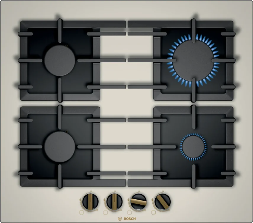 BOSCH PPP6B1B90R Serie 6 Gazlı Ankastre Ocak 60 cm NeoKlasik, İnci Beyazı - 1