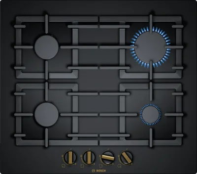 BOSCH PPP6B6B90R Serie 6 Gazlı Ankastre Ocak 60 cm NeoKlasik, Siyah - 1