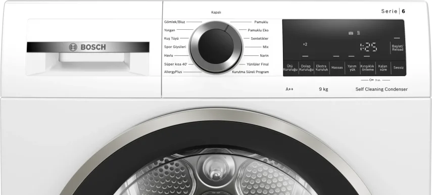 BOSCH WQG244C1TR Serie 6 Isı Pompalı Kurutma Makinesi 9 kg Beyaz - 3