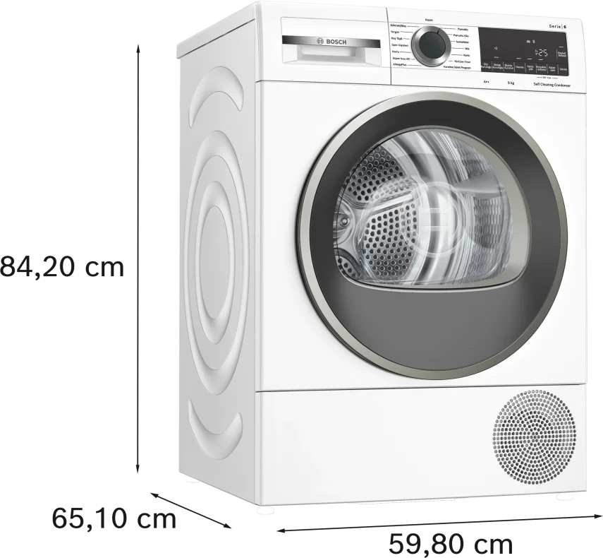 BOSCH WQG244C1TR Serie 6 Isı Pompalı Kurutma Makinesi 9 kg Beyaz - 6