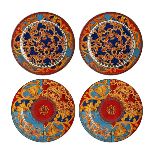 Lucky Art Clarissa Bone China Porselen 4'lü Yemek Tabağı Seti 27 cm - Lucky Art