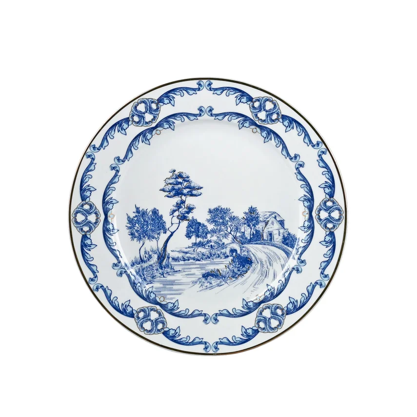 Lucky Art Florance Bone China Naturel Barok Desenli 4'lü Pasta Tabağı Seti 20 cm - 3