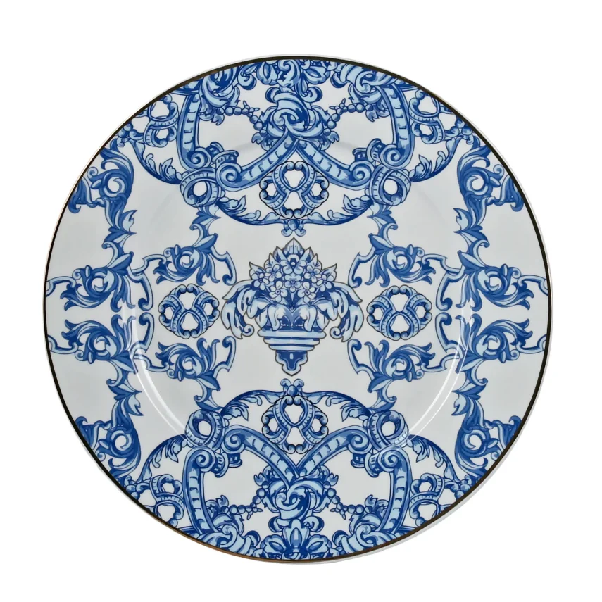 Lucky Art Florance Bone China Naturel Barok Desenli 4'lü Pasta Tabağı Seti 27 cm - 4