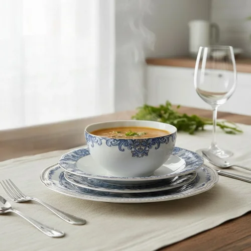 Lucky Art Florance New Bone China Porselen 24 Parça Yemek Takımı - 6