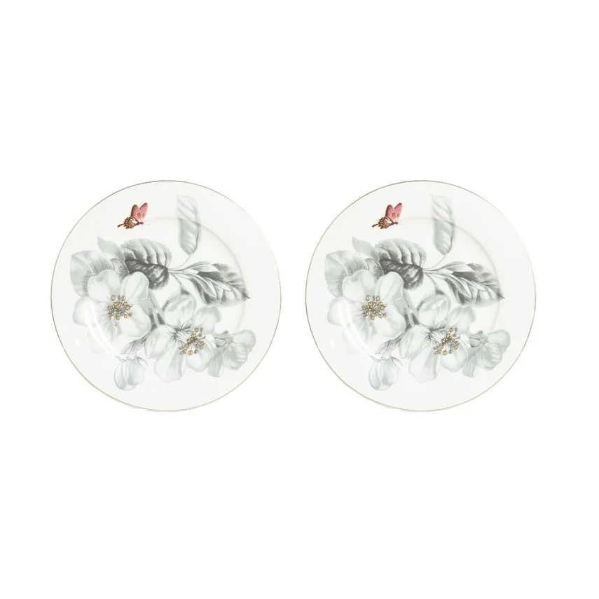 Lucky Art Harmonia New Bone China Gri Naturel Desenli 2'li Servis Tabağı Seti 27 cm - 1