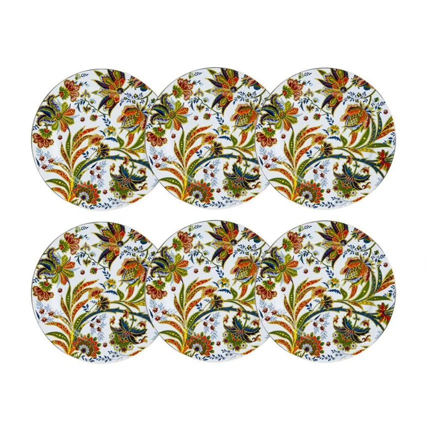 Lucky Art Yvette Paisley Desen 6'lı Porselen Servis Tabağı Seti 27 cm - 1