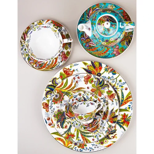Lucky Art Yvette Paisley Desen 6'lı Porselen Servis Tabağı Seti 27 cm - 4