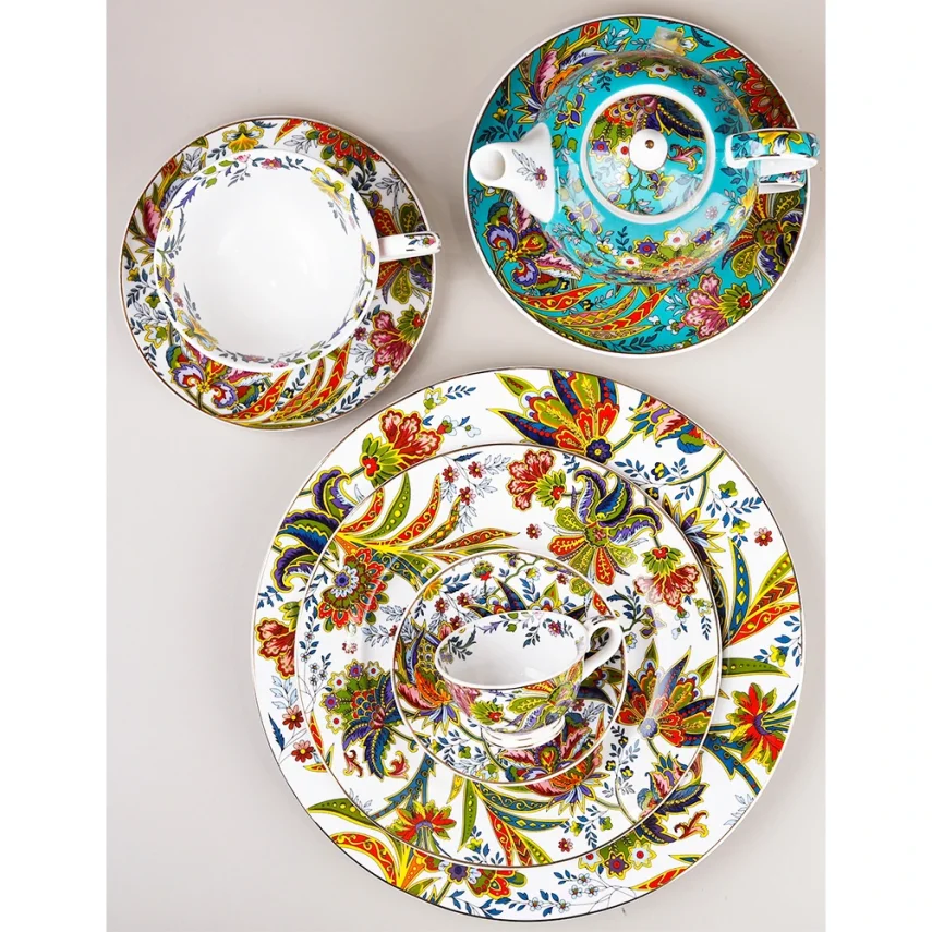 Lucky Art Yvette Paisley Desen 6'lı Porselen Servis Tabağı Seti 27 cm - 4