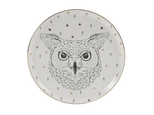 Porland Forest Owl Düz Tabak 20cm - PORLAND