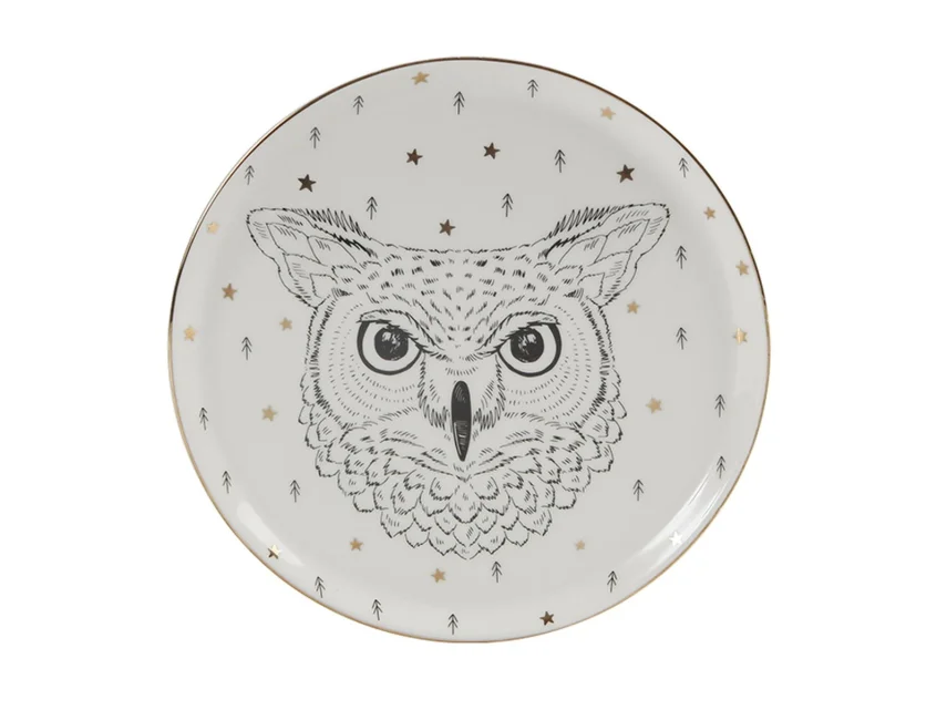 Porland Forest Owl Düz Tabak 20cm - 1