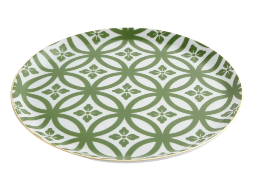 Porland Morocco Desen1 Yeşil Düz Tabak 24cm 6 Adet - 2