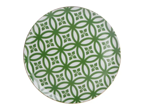Porland Morocco Desen1 Yeşil Düz Tabak 28cm 6 Adet - PORLAND