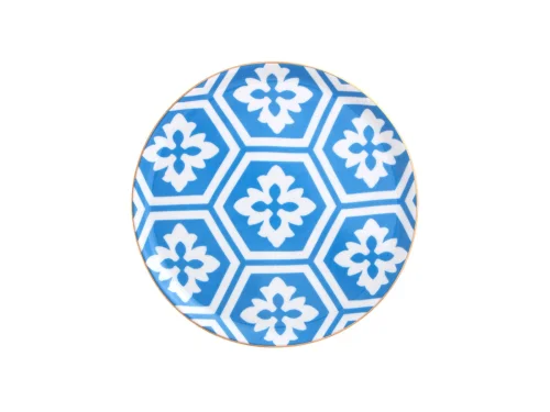 Porland Morocco Desen2 Mavi Düz Tabak 20cm - PORLAND