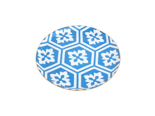 Porland Morocco Desen2 Mavi Düz Tabak 20cm - 2