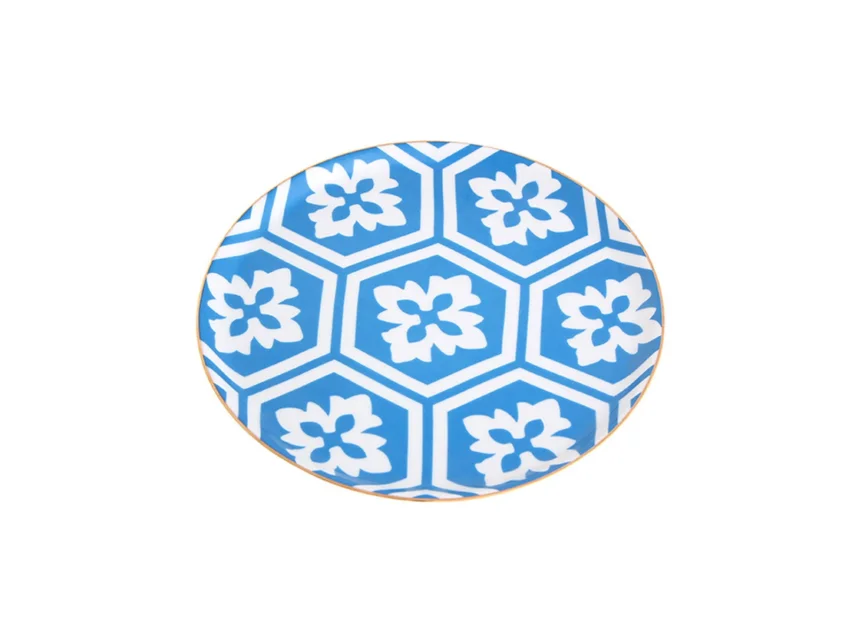 Porland Morocco Desen2 Mavi Düz Tabak 20cm - 2