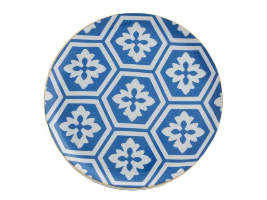 Porland Morocco Desen2 Mavi Düz Tabak 24cm 6 Adet - 1