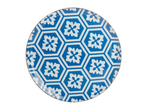 Porland Morocco Desen2 Mavi Düz Tabak 28cm 6 Adet - PORLAND