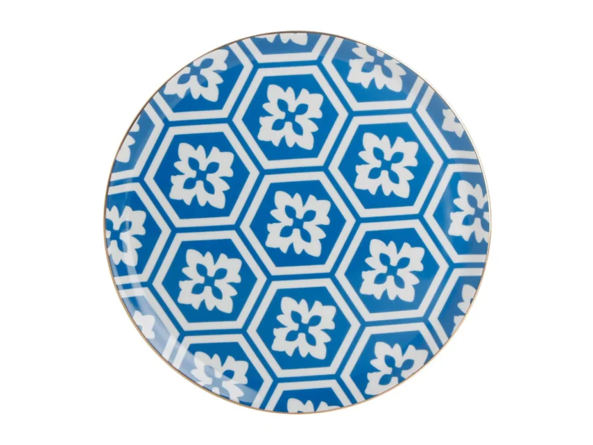 Porland Morocco Desen2 Mavi Düz Tabak 28cm 6 Adet - 1