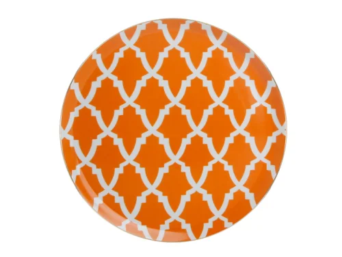 Porland Morocco Desen3 Turuncu Düz Tabak 28cm - PORLAND