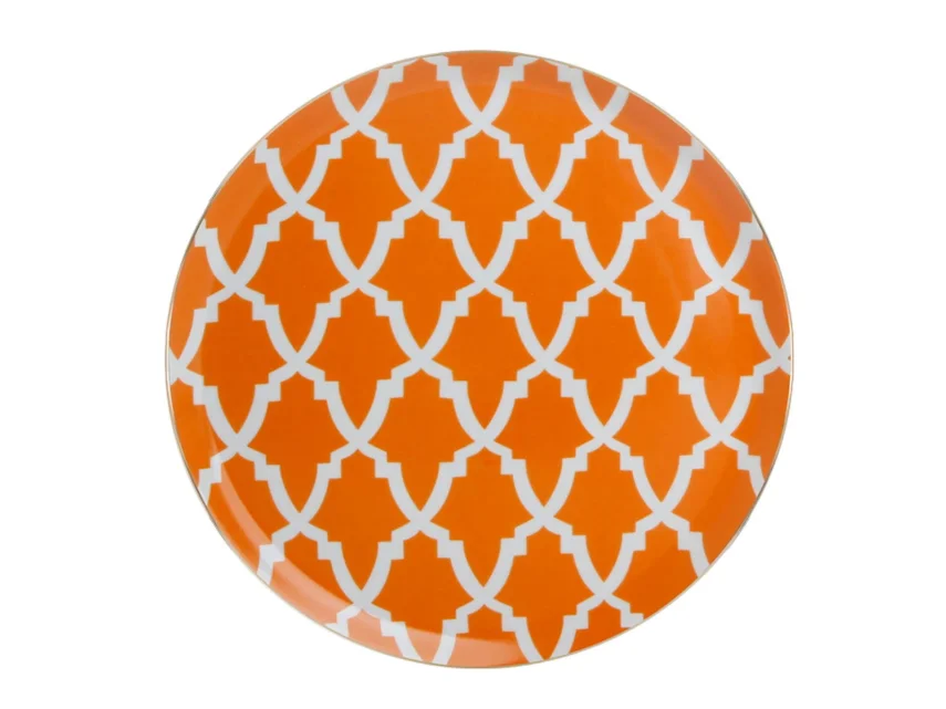 Porland Morocco Desen3 Turuncu Düz Tabak 28cm - 1