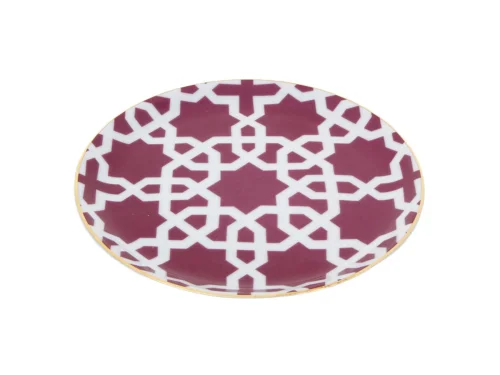Porland Morocco Desen5 Fuşya Düz Tabak 17cm 6 adet - 2