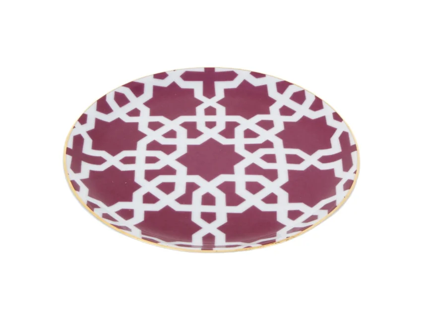 Porland Morocco Desen5 Fuşya Düz Tabak 17cm 6 adet - 2