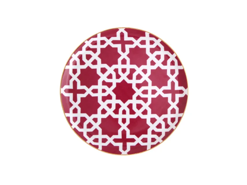 Porland Morocco Desen5 Fuşya Düz Tabak 20cm 6 adet - 1