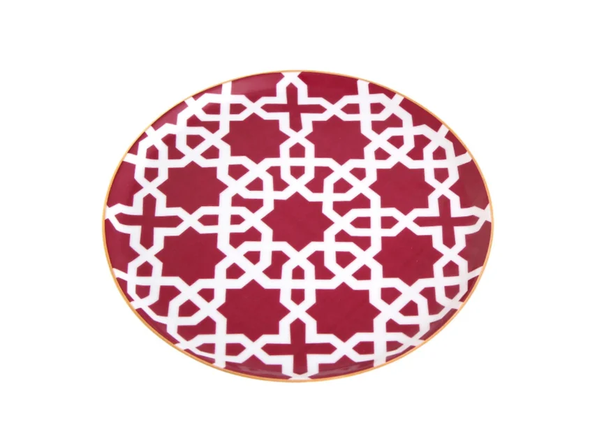 Porland Morocco Desen5 Fuşya Düz Tabak 20cm 6 adet - 2