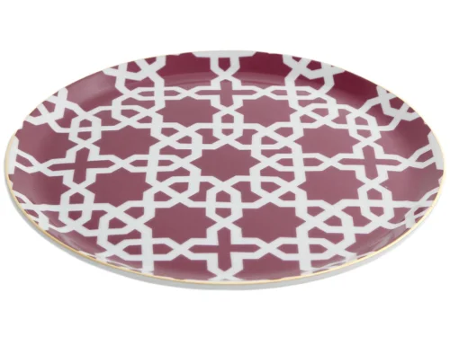 Porland Morocco Desen5 Fuşya Düz Tabak 24cm 6 Adet - 2