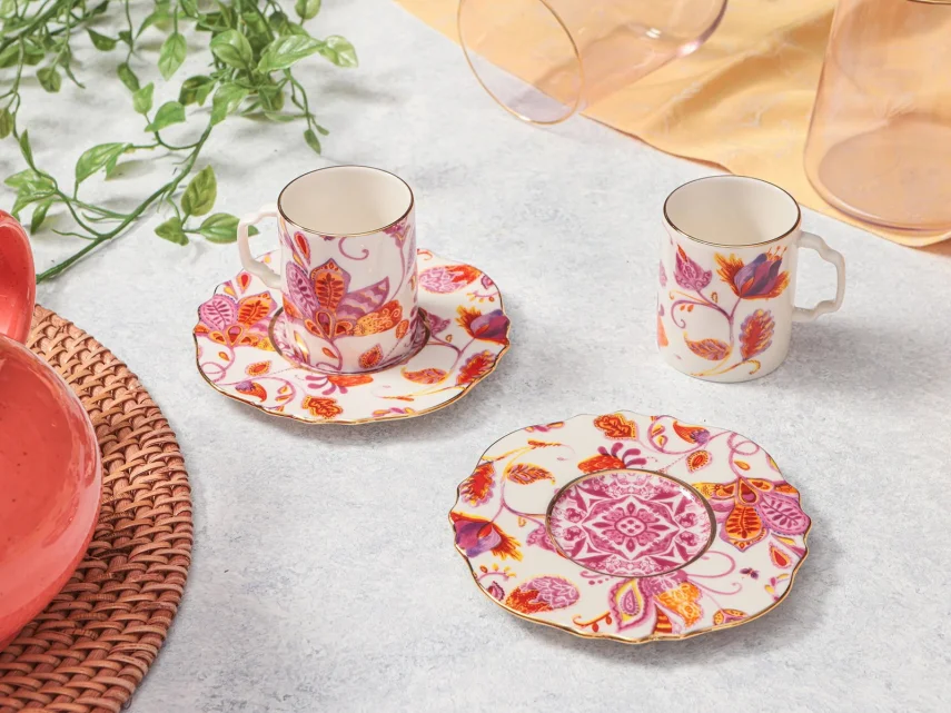 Porland Pinky Desen1 2 Kişilik Kahve Takımı 80cc - 1