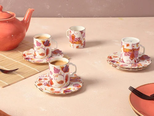 Porland Pinky Desen1 4 Kişilik Kahve Takımı 80cc - PORLAND