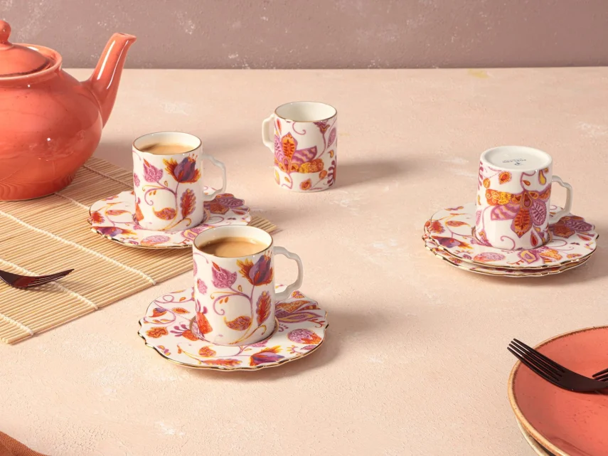 Porland Pinky Desen1 4 Kişilik Kahve Takımı 80cc - 1