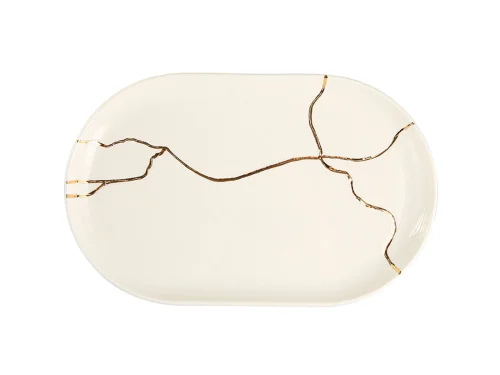 Porland Spirits Altın Yaldız Kayık Tabak 32cm - PORLAND