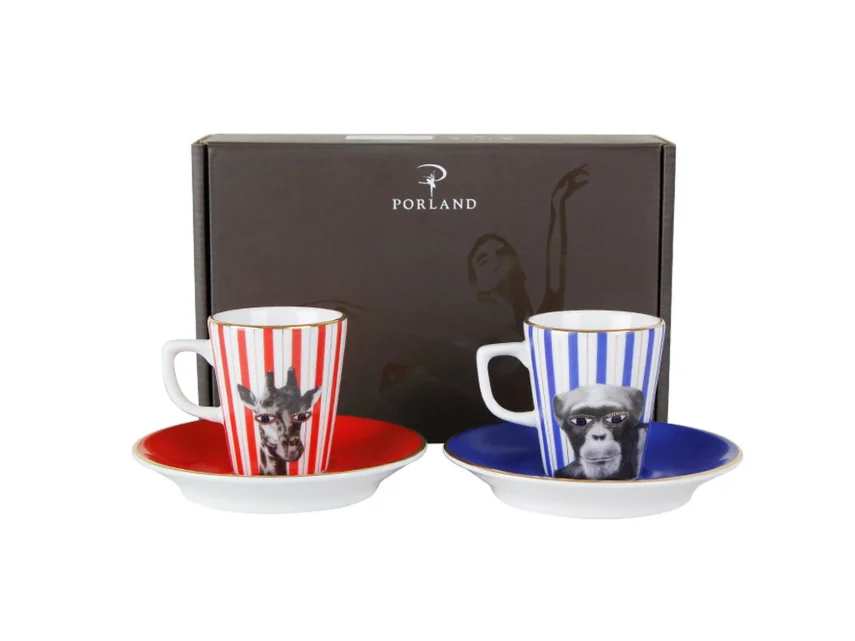 Porland Wild Life Monkey-Giraffe 2 Kişilik Kahve Takımı 80cc - 1