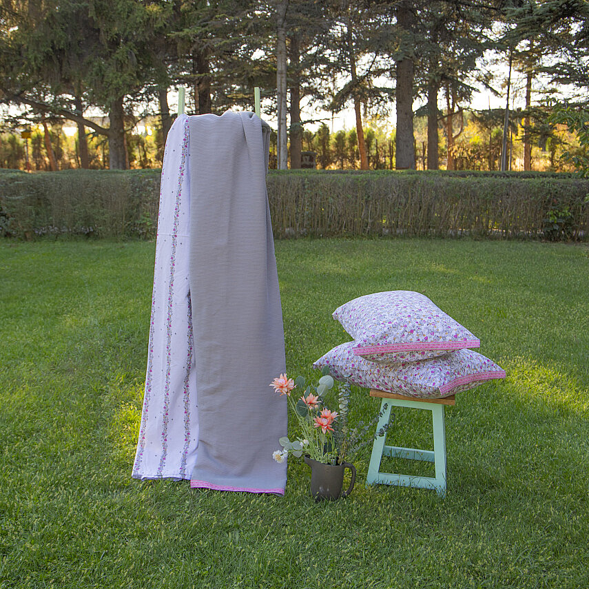 Sarev İsla Gri Çift Kişilik %100 Pamuk Pike Takımı - 1